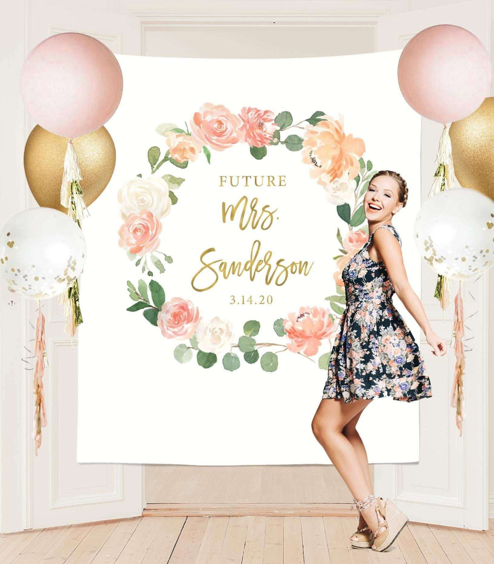 Peachy Bridal Shower Backdrop | Future Mrs Banner