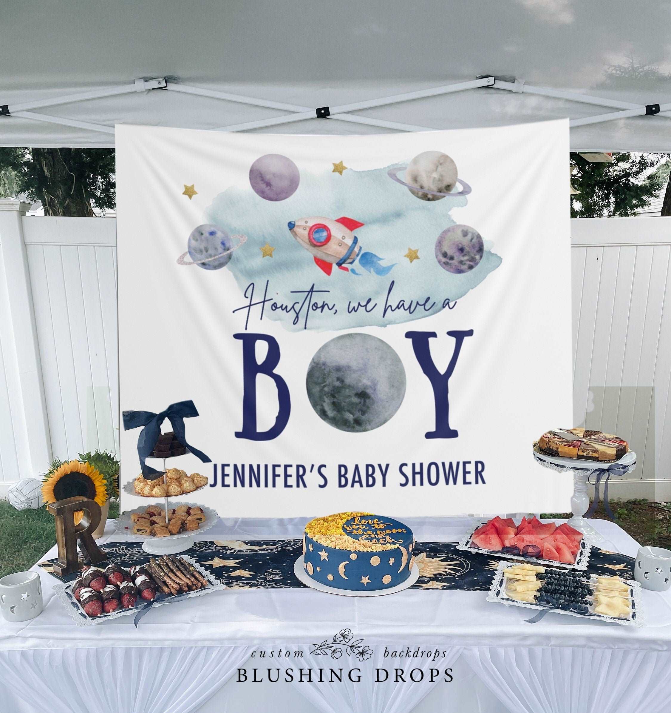 Houston We Have a Boy Baby Shower Banner Blushingdrops