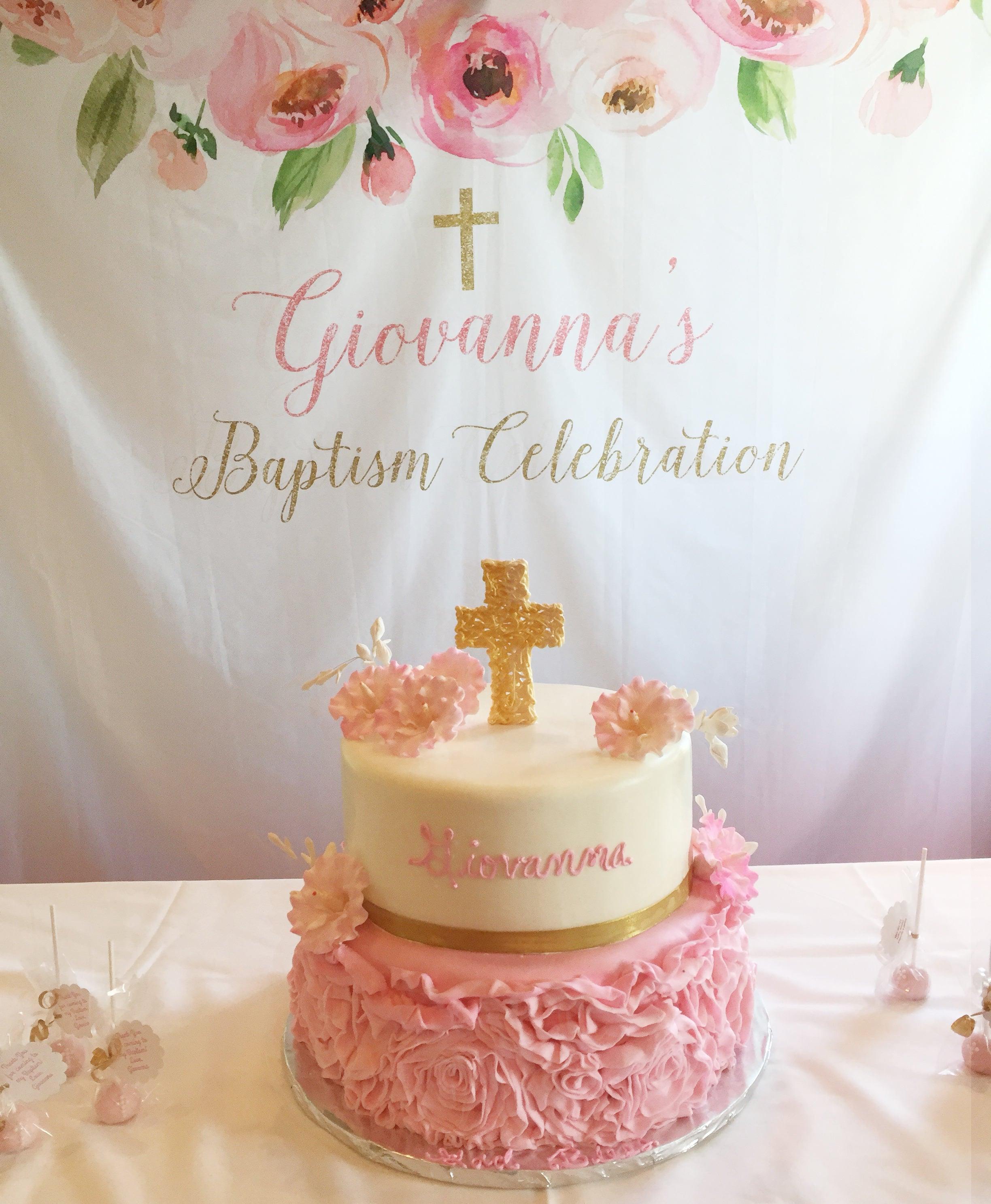 Girl Baptism Banner, Baptism Photo Booth, Pink Baptism Decoration - Blushing Drops