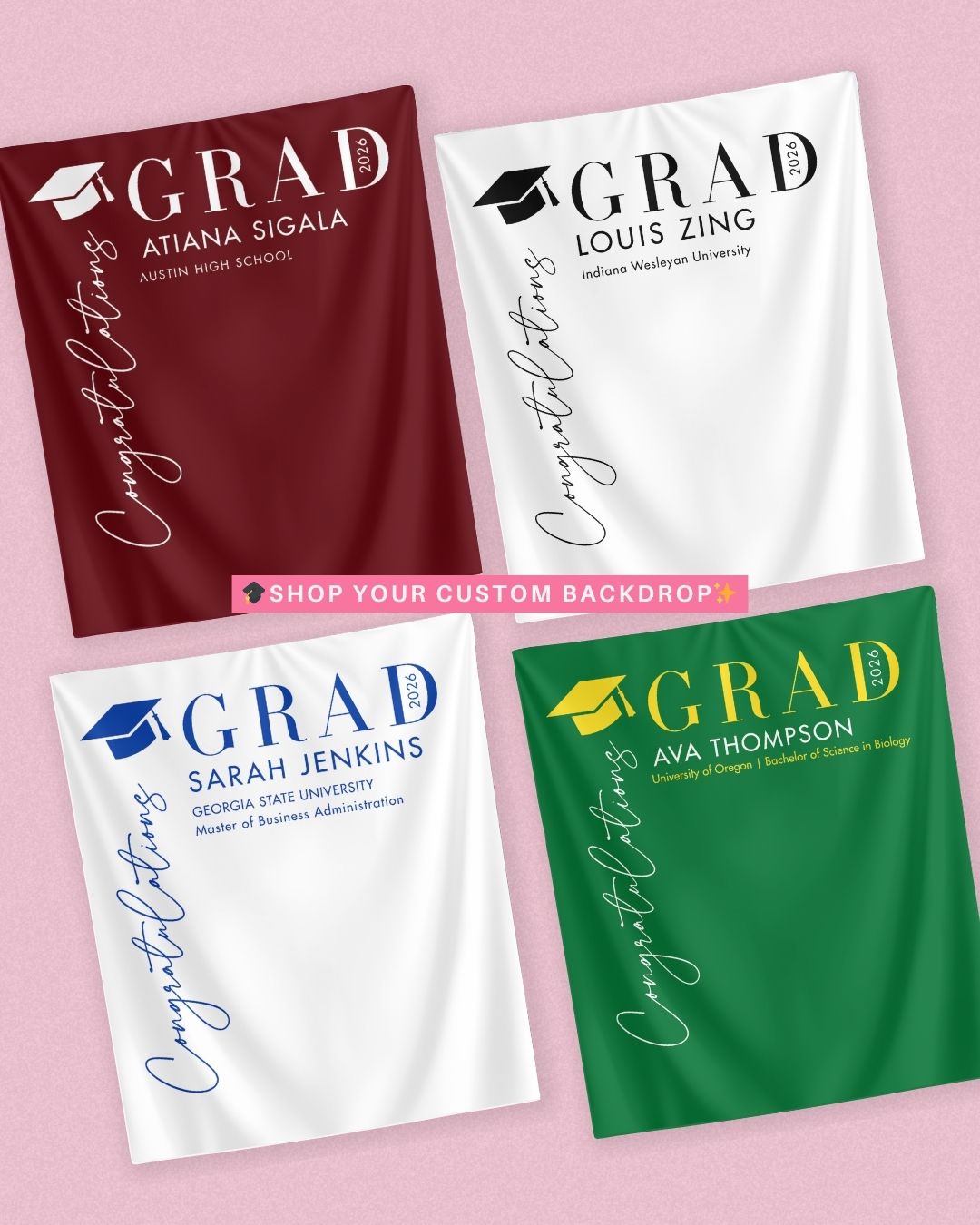 Congrats Grad Modern Graduation Party Backdrop