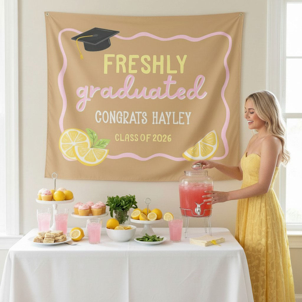Freshly Graduated Banner Graduation Party Sign