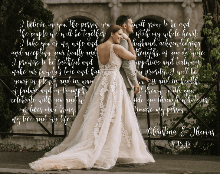 Custom Wedding Vows Art Canvas | Anniversary Gift