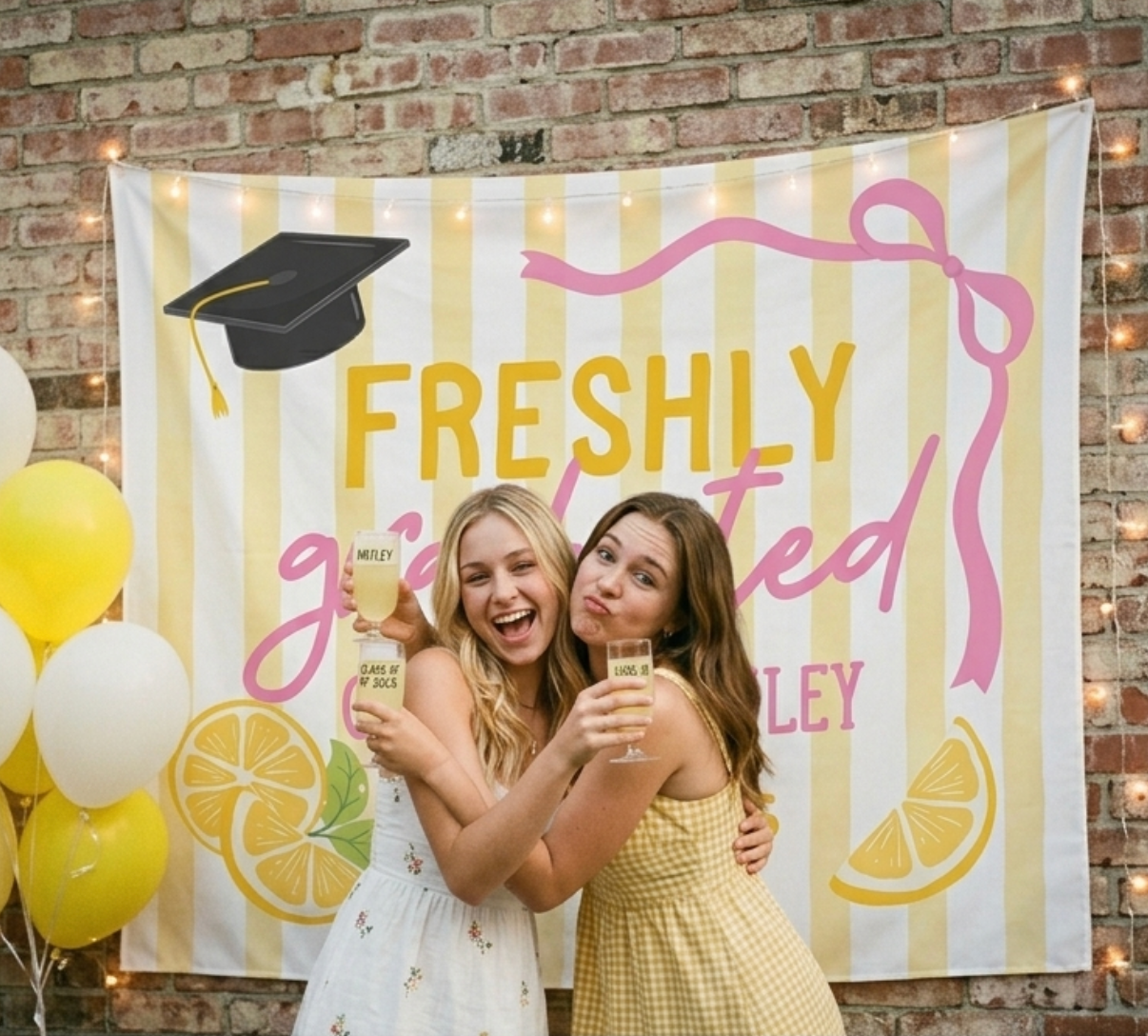 Freshly Graduated Lemon Graduation Party Backdrop