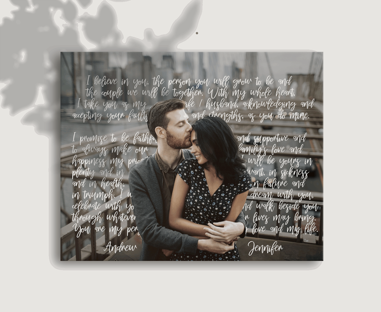 Custom Wedding Vows Art Canvas | Anniversary Gift