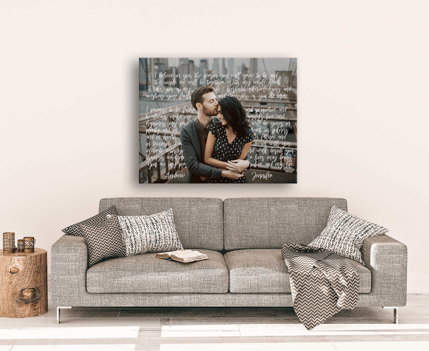 Custom Wedding Vows Art Canvas | Anniversary Gift