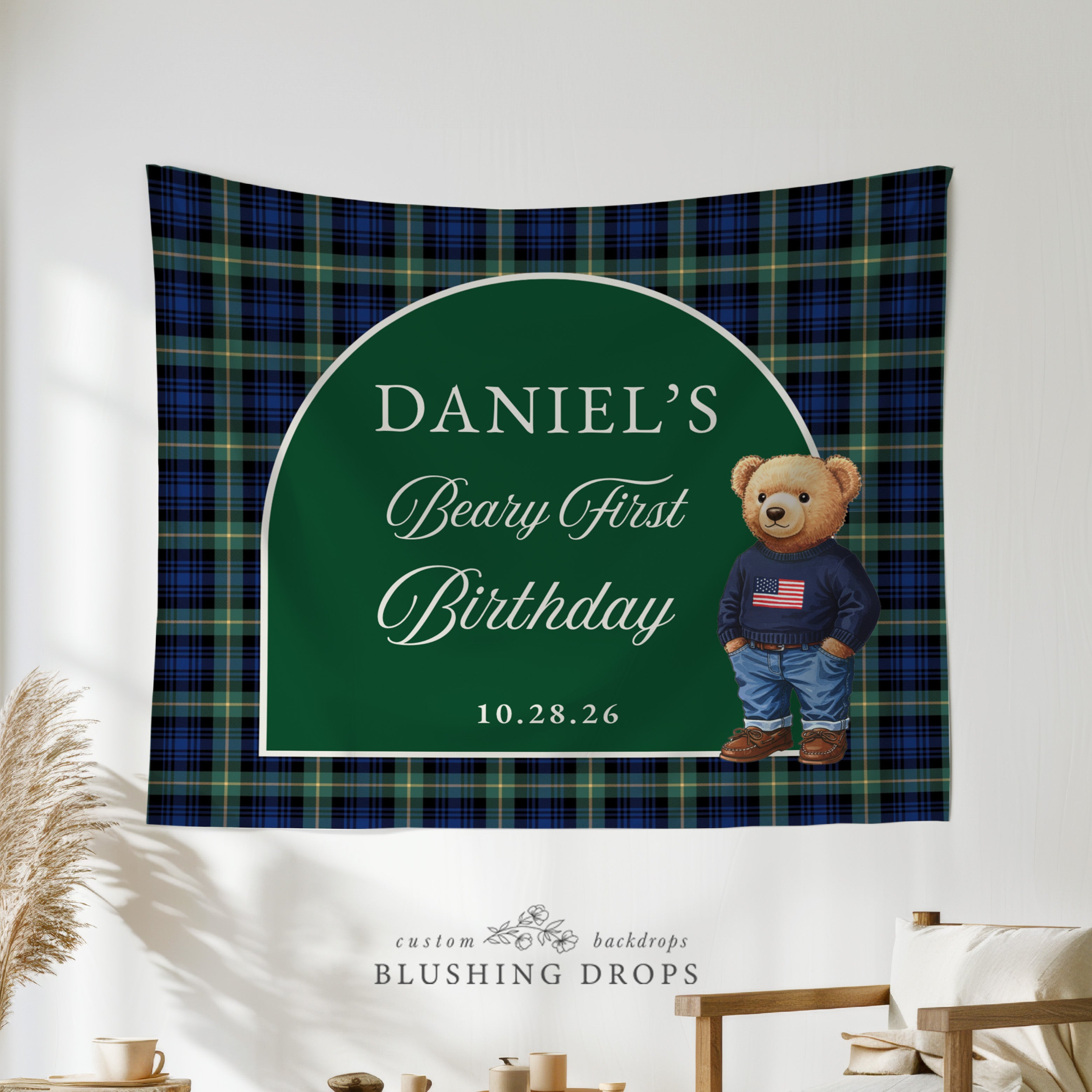 Beary 1st Birthday Party Backdrop