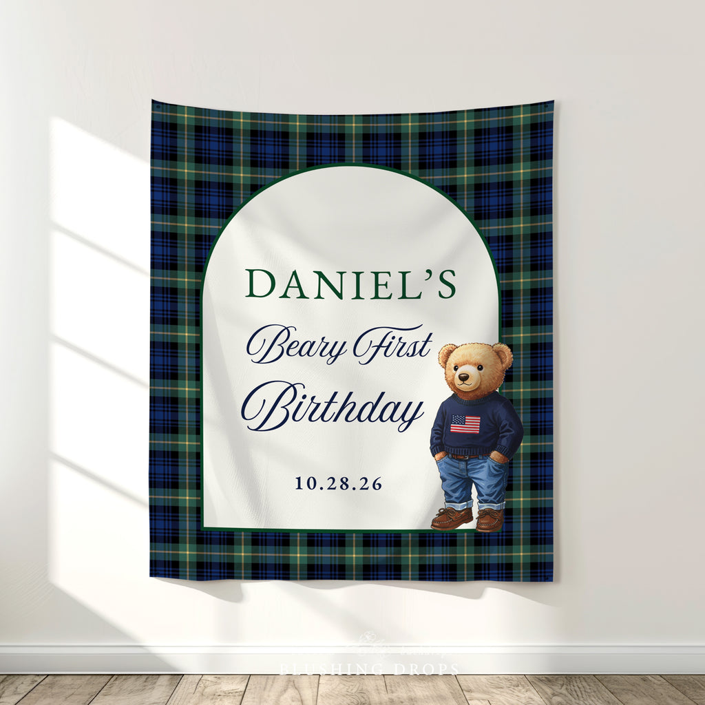 Beary 1st Birthday Party Backdrop