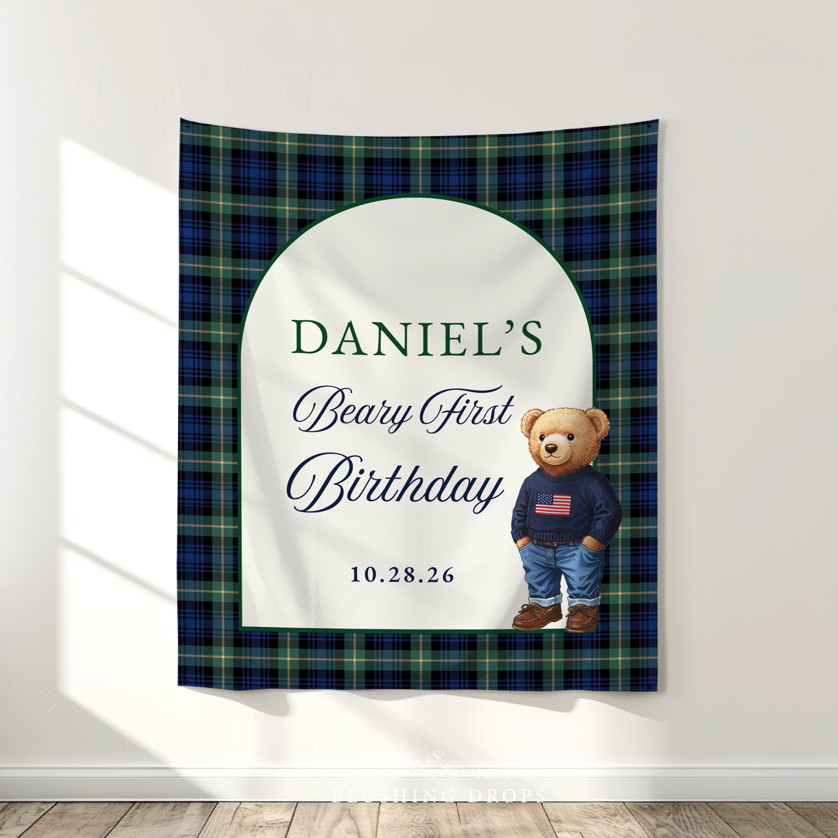 Beary 1st Birthday Party Backdrop