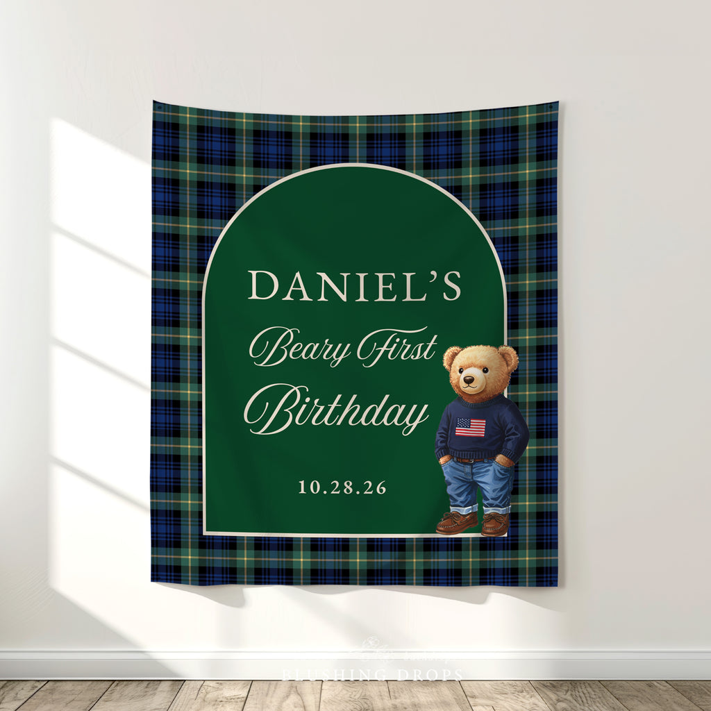 Beary 1st Birthday Party Backdrop