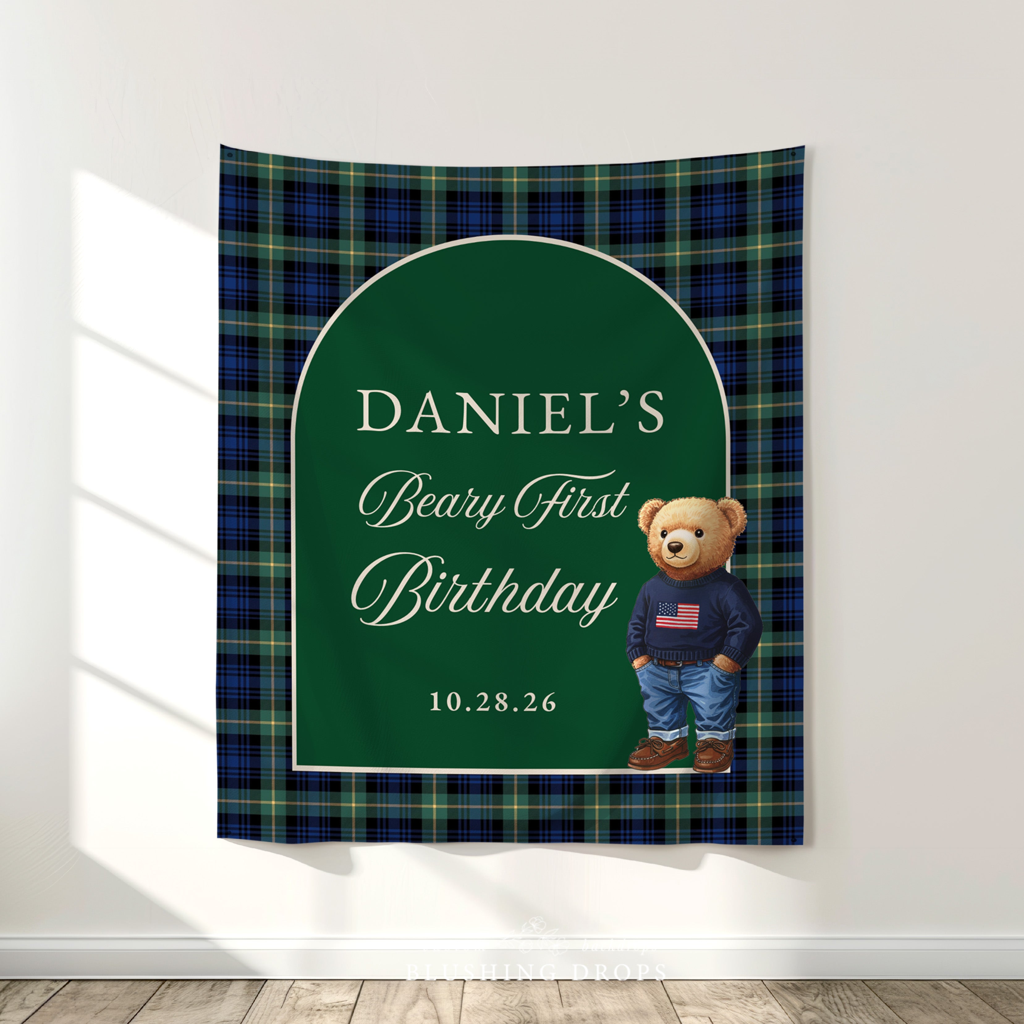 Beary 1st Birthday Party Backdrop