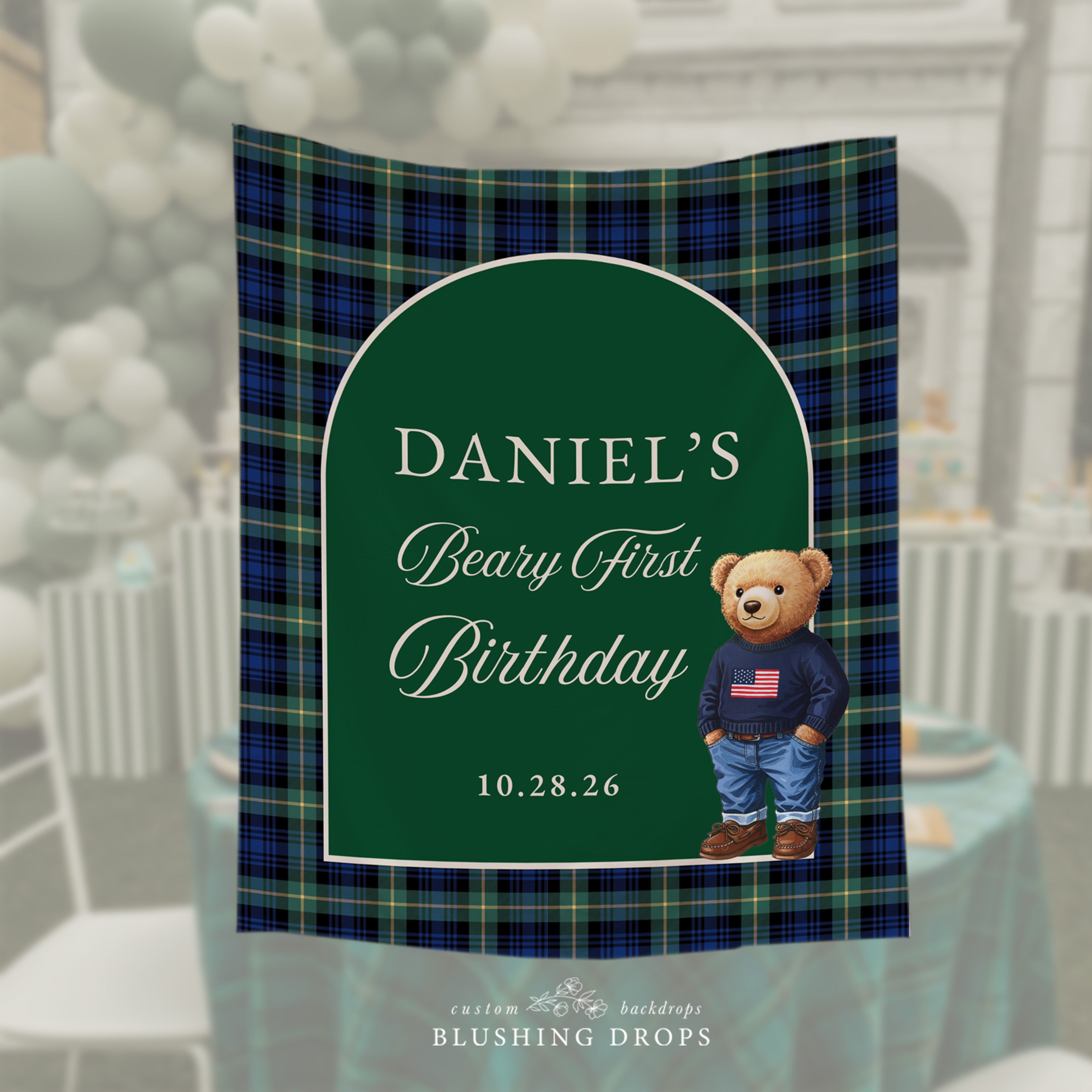 Beary 1st Birthday Party Backdrop