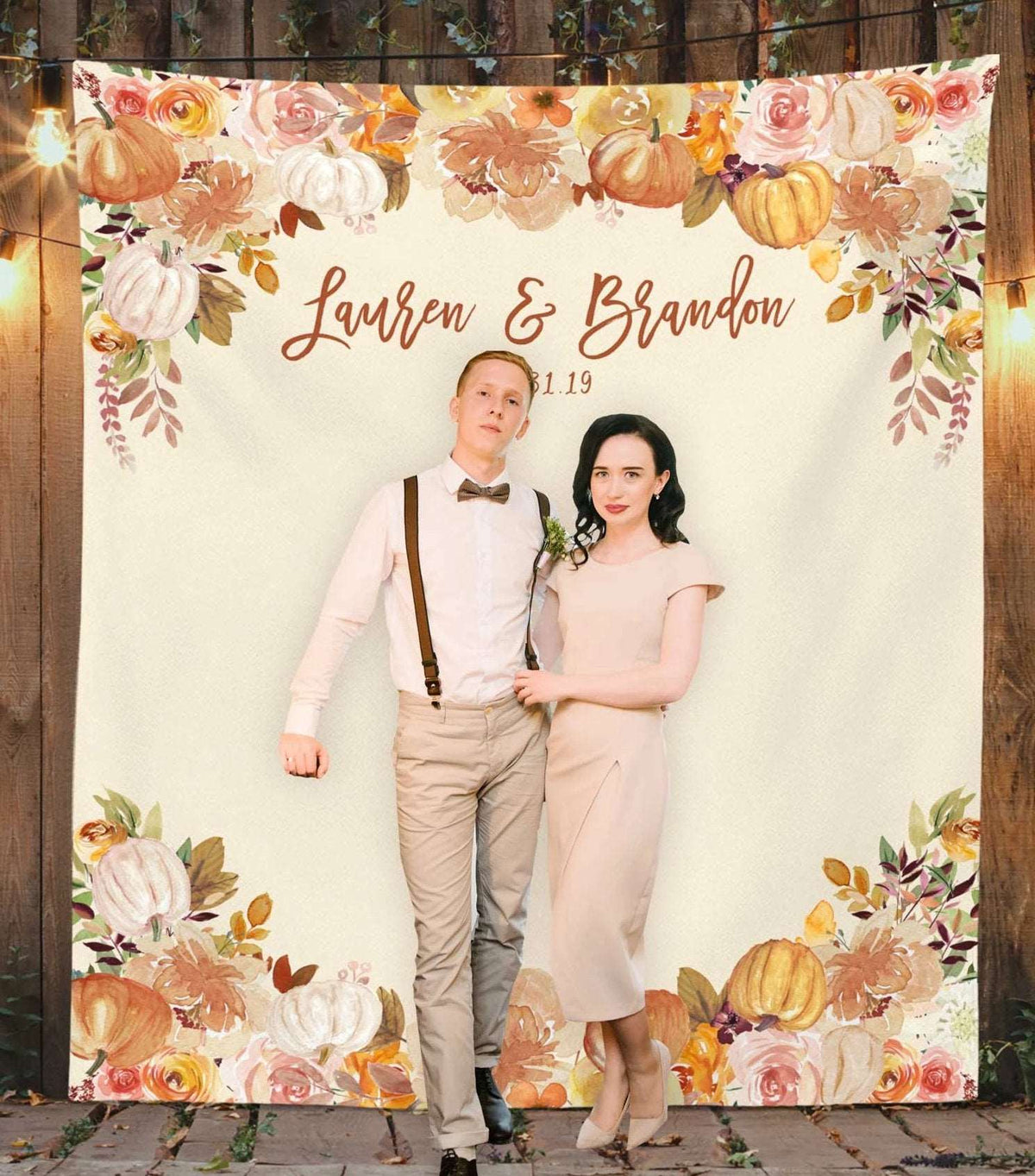 Fall flowers and Pumpkins Wedding Photo Backdrop | BlushingDrops ...