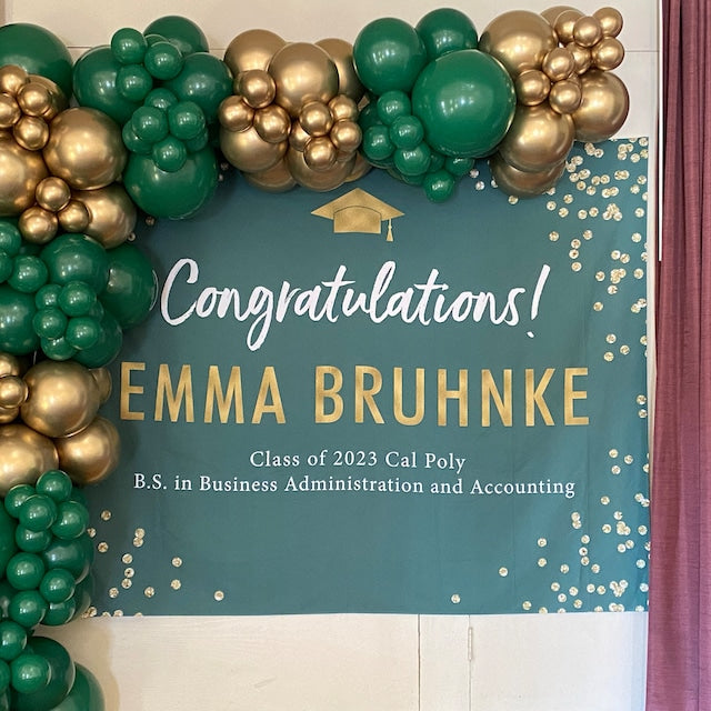 Black Gold Graduation Party Backdrop Banner | Class of 2024 Sign