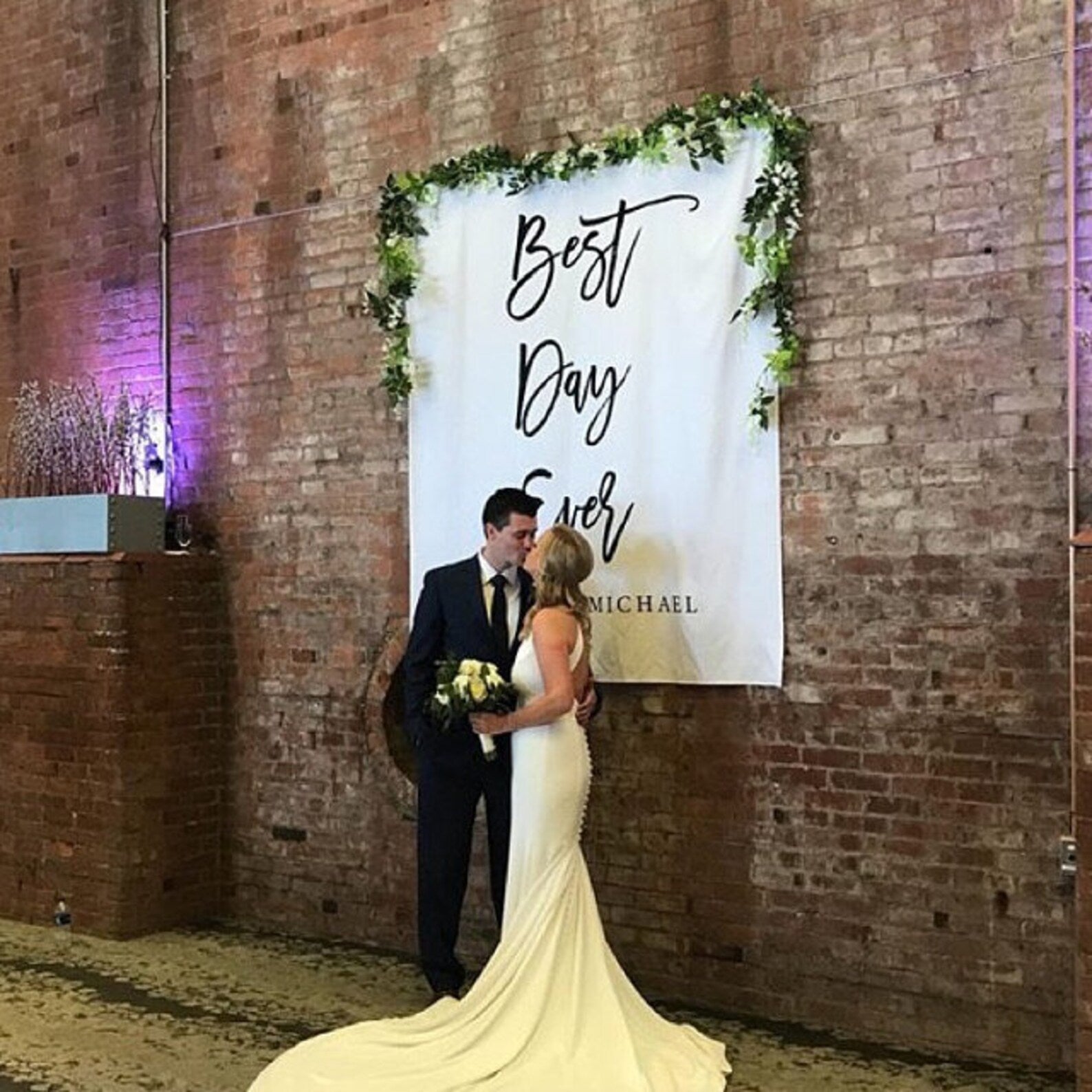 Best Day Ever Backdrop | Personalized Calligraphy Wedding Banner