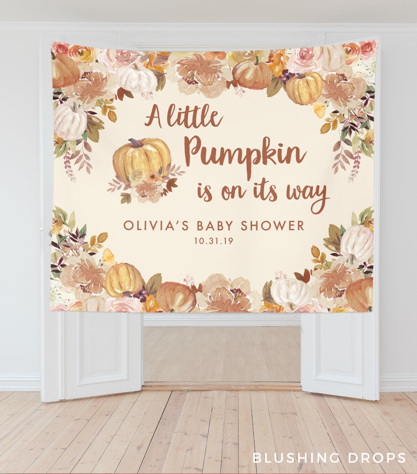 A Little Pumpkin Is On Its Way Baby Shower Banner