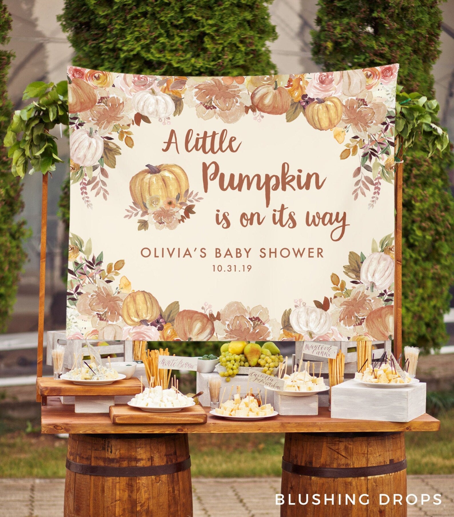 A Little Pumpkin Is On Its Way Baby Shower Banner