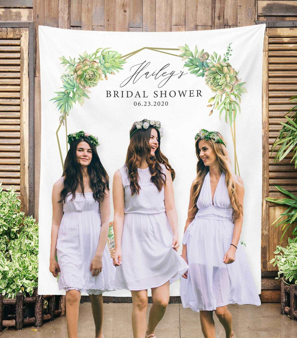 succulent bridal shower Succulent Geometric Bridal Shower Photo Backdrop