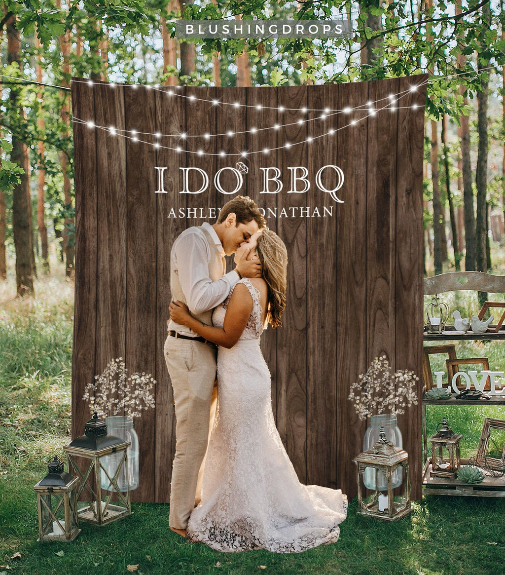 I DO BBQ Engagement Photo Backdrop