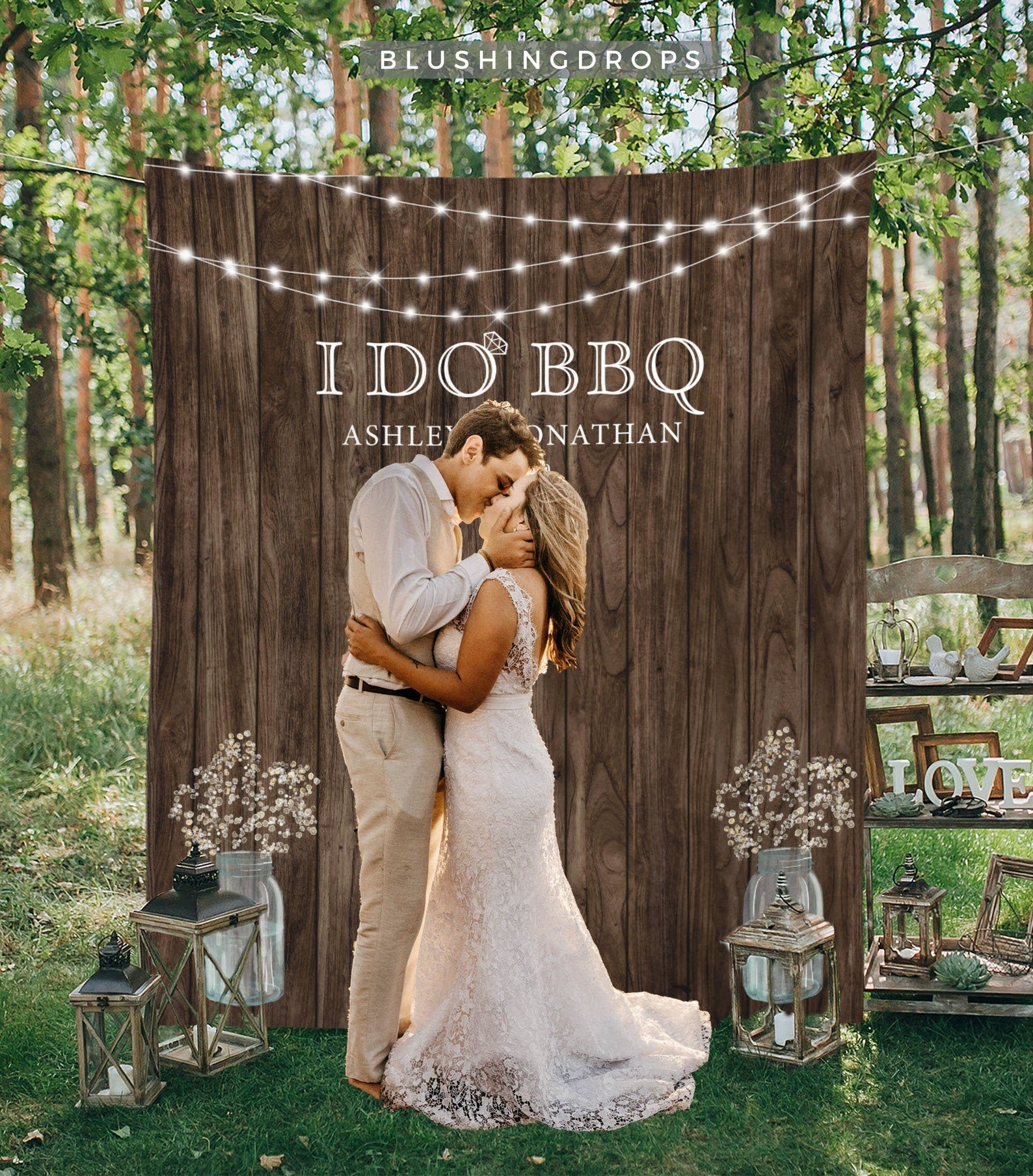I DO BBQ Engagement Photo Backdrop