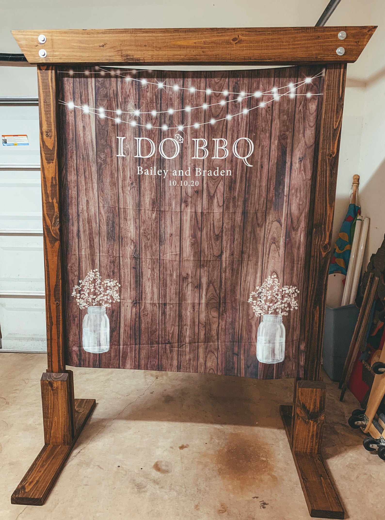 I DO BBQ Engagement Photo Backdrop