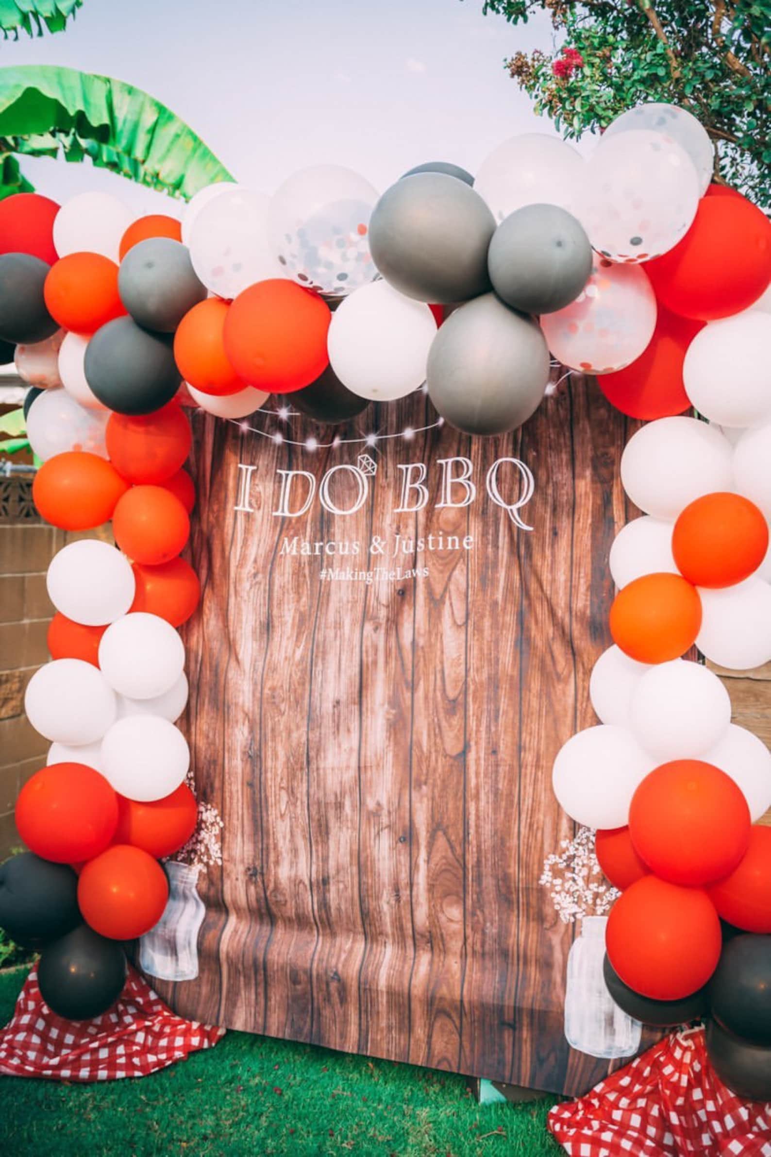 I DO BBQ Engagement Photo Backdrop