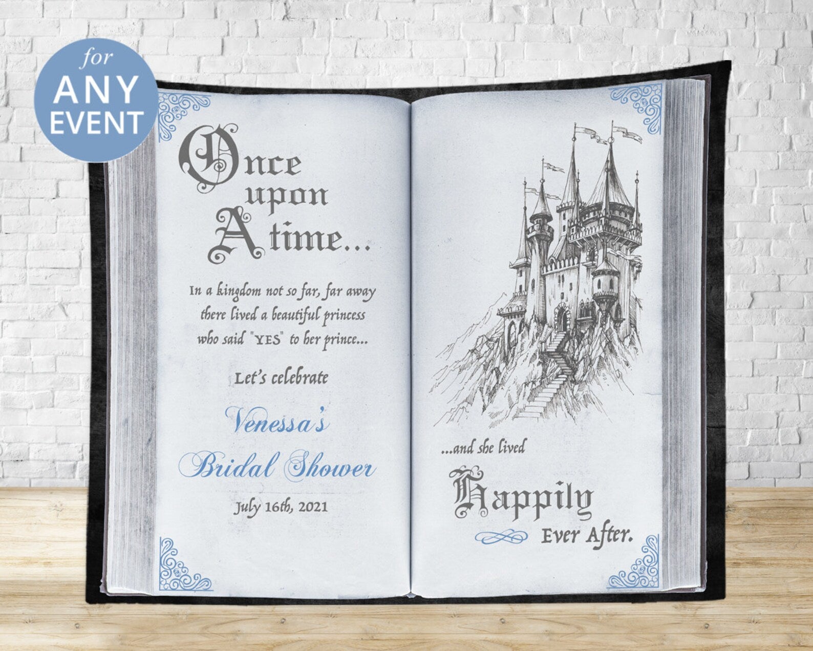 Fairytale Cinderella Storybook Bridal Shower Backdrop