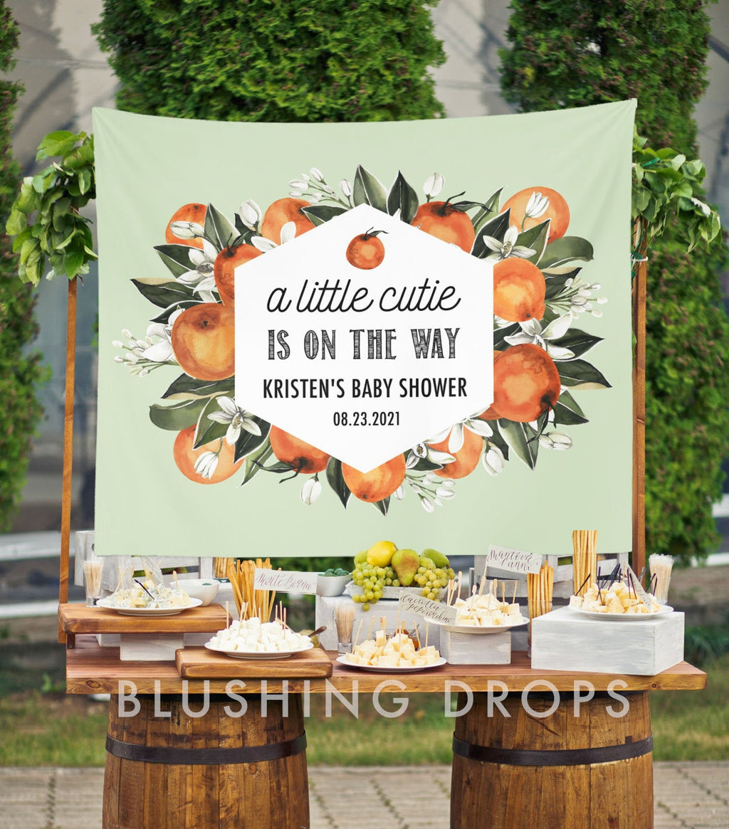 A Little Cutie Is On The Way Baby Shower Backdrop