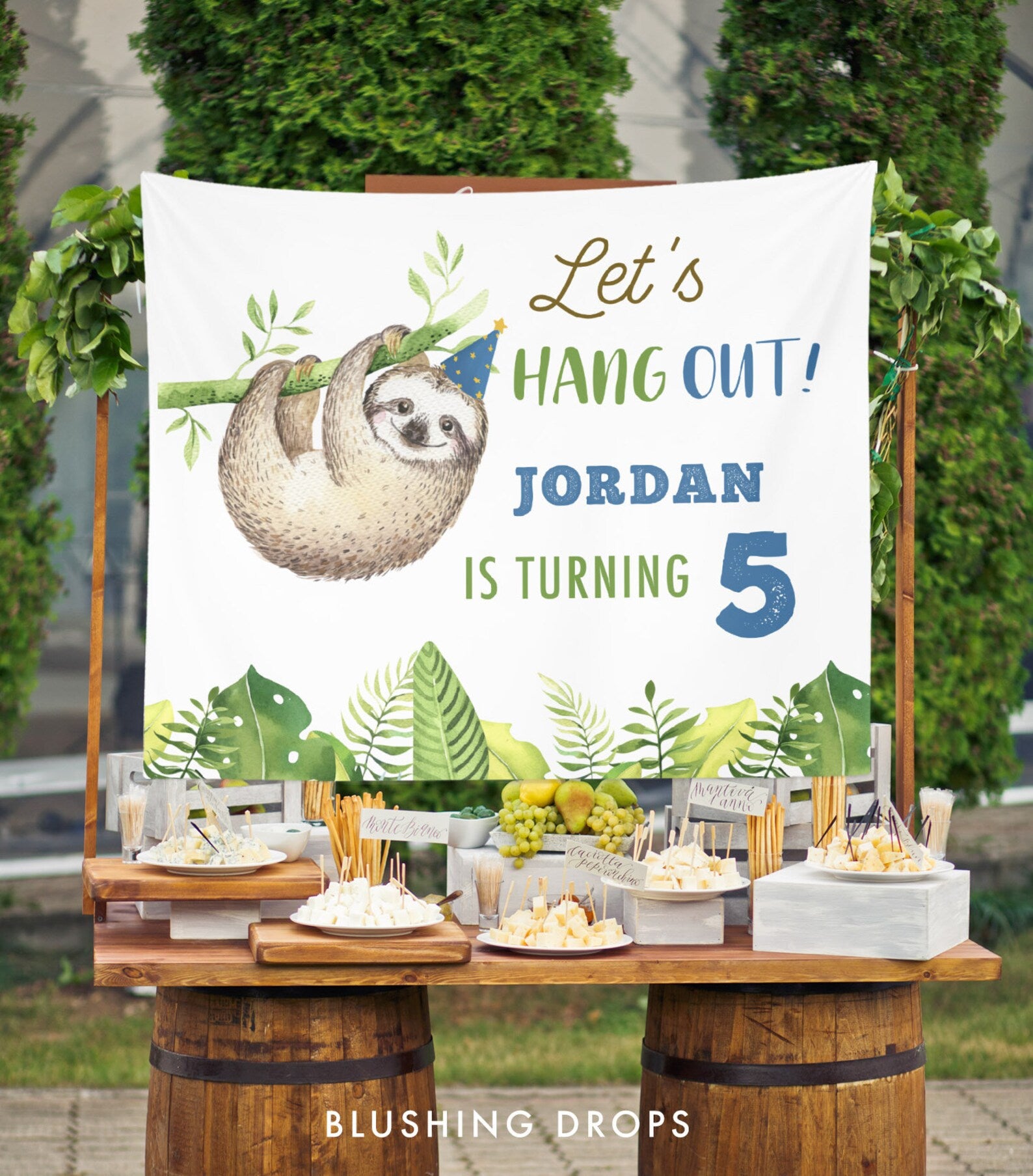 Sloth Theme Boy Birthday Party Backdrop Decorations