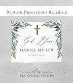 Greenery Rustic Baptism Celebration Table Backdrop