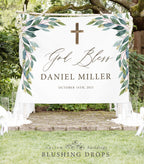 Greenery Rustic Baptism Celebration Table Backdrop