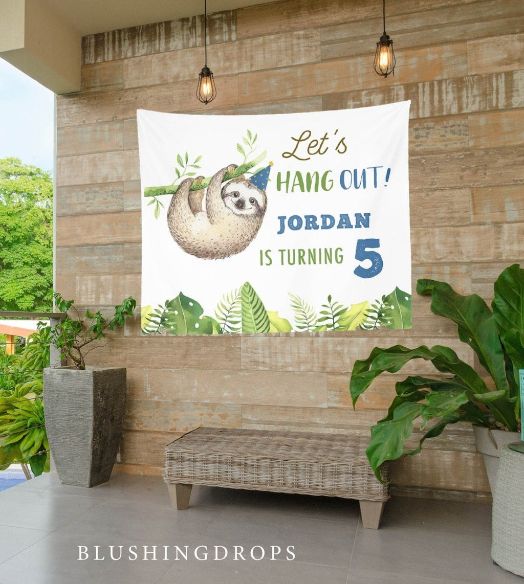 Sloth Theme Boy Birthday Party Backdrop Decorations