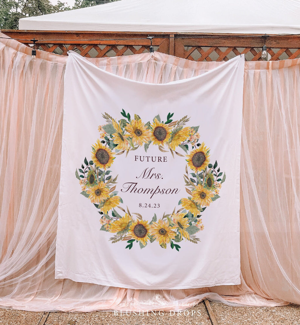 Sunflower Wreath Bridal Shower Photo Backdrop