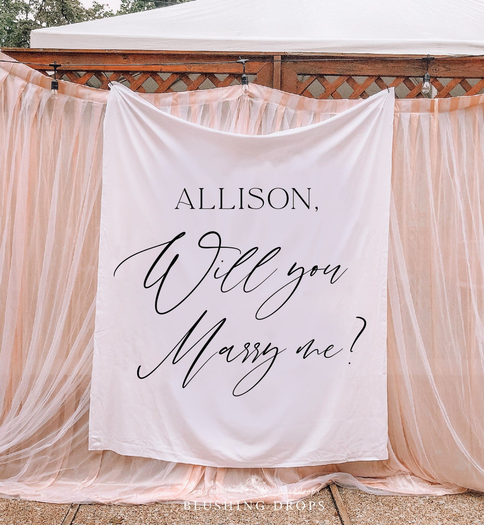 Rustic Will You Marry Me Marriage Proposal Backdrop