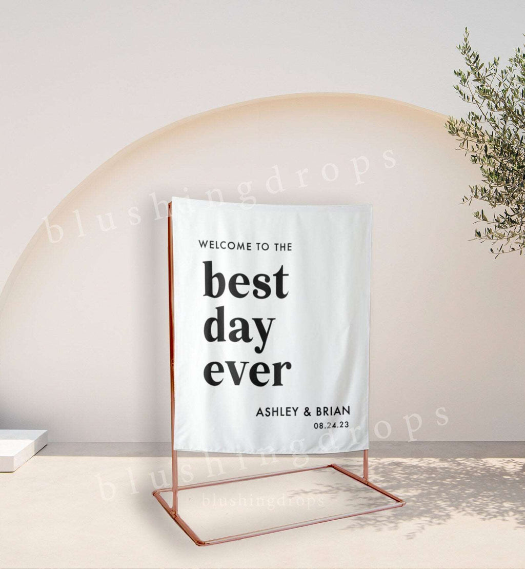 Best Day Ever Sign, Wedding Backdrop for Reception, Wedding Tapestry, Custom Wedding Decor, Wedding Welcome Sign, Rustic Wedding Decor