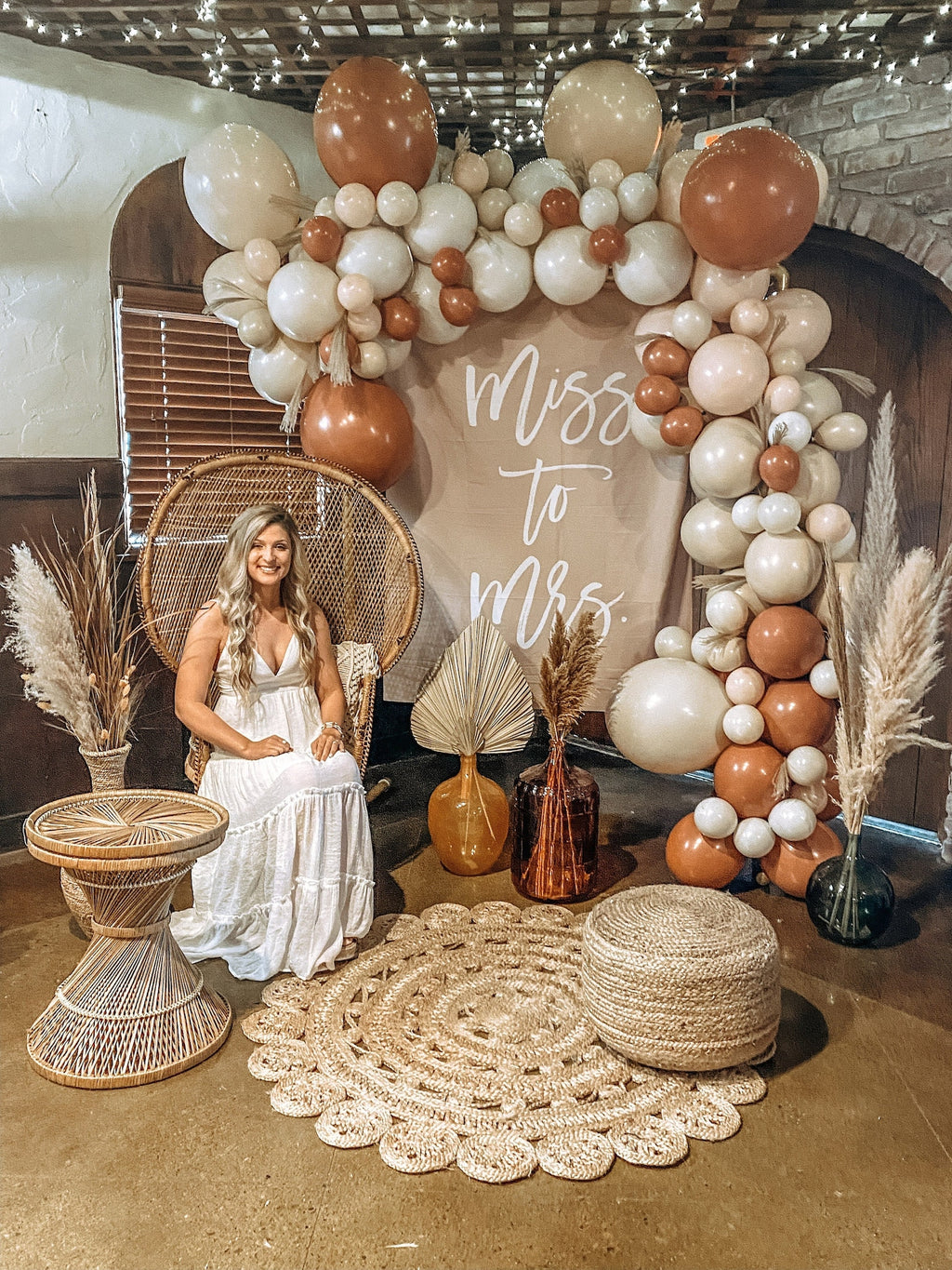 Beige Ivory Boho Miss To Mrs Backdrop Tapestry