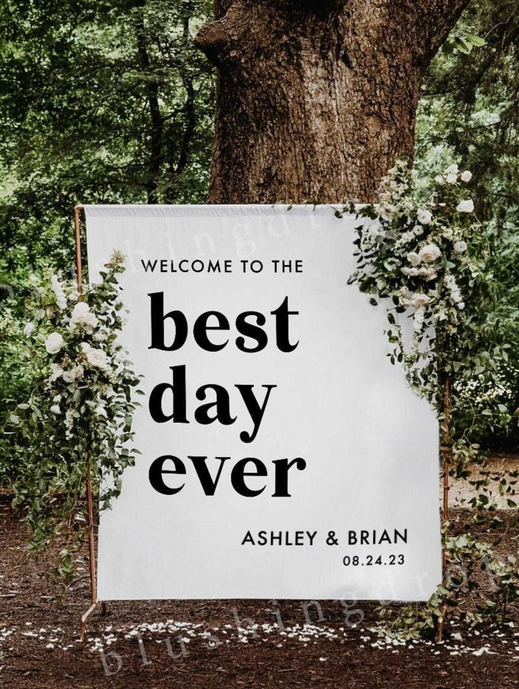 Best Day Ever Sign, Wedding Backdrop for Reception, Wedding Tapestry, Custom Wedding Decor, Wedding Welcome Sign, Rustic Wedding Decor