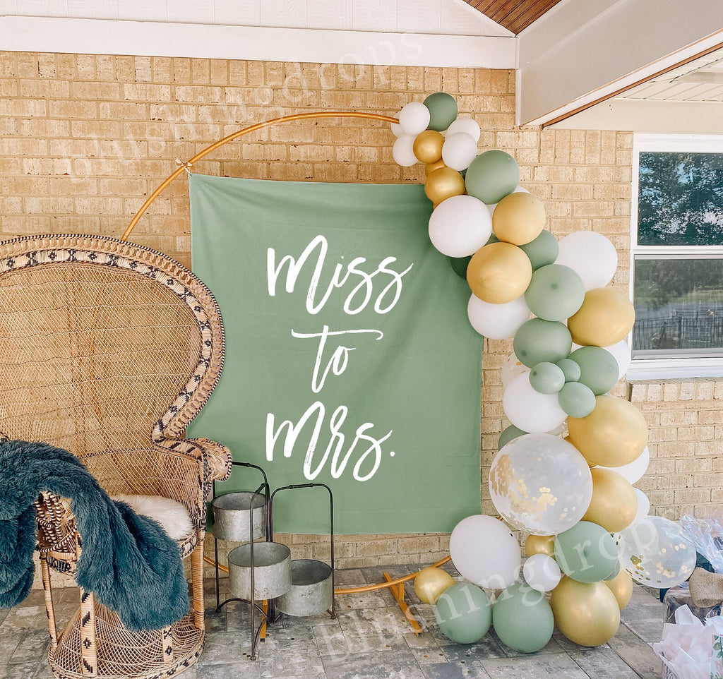 Minimalist Boho Miss To Mrs Backdrop Tapestry