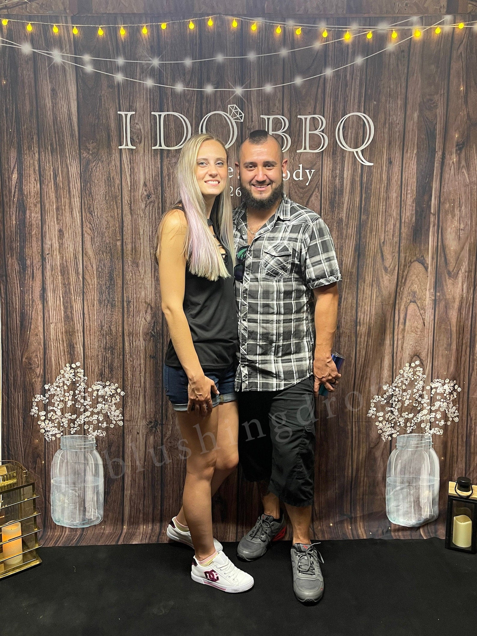 I DO BBQ Engagement Photo Backdrop