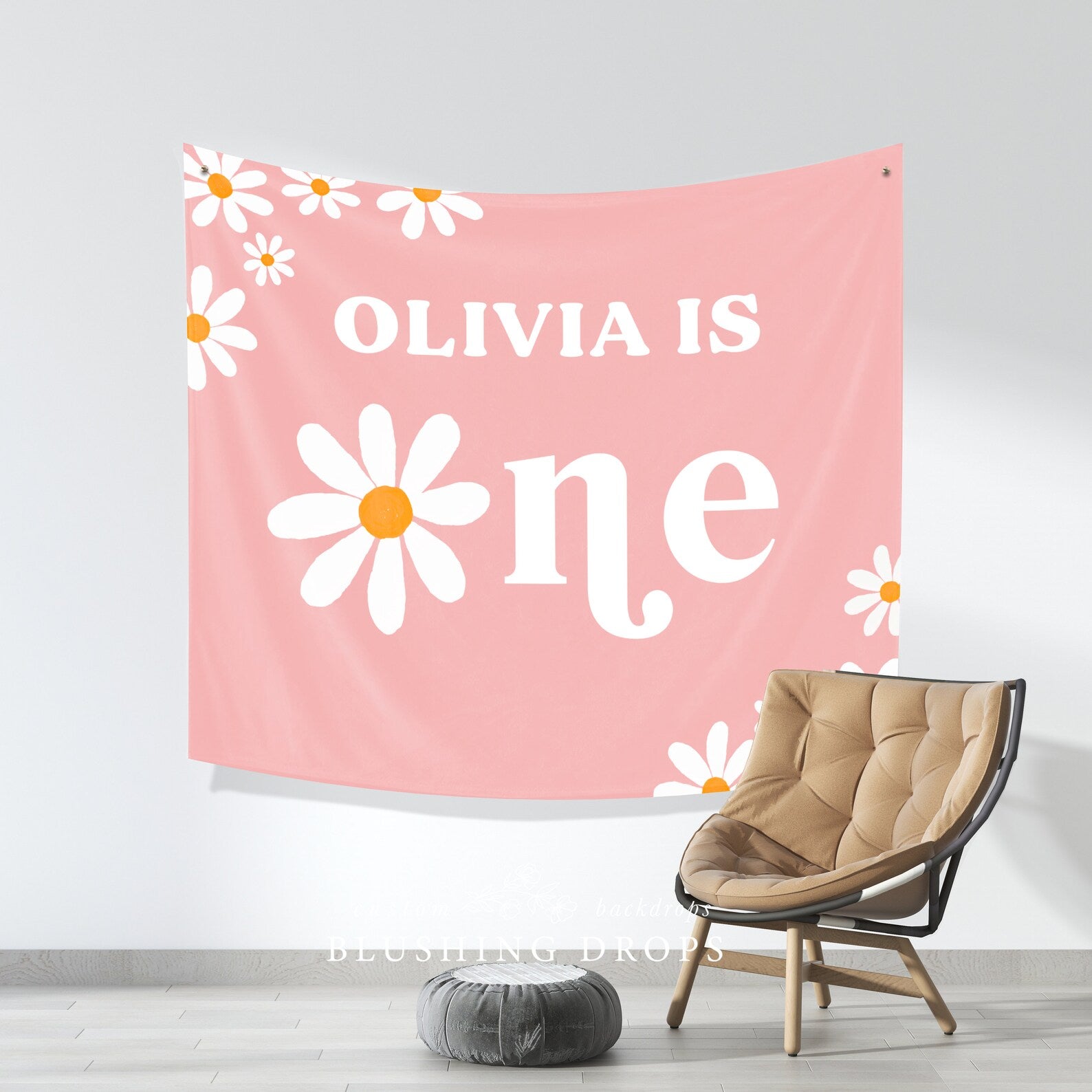 Daisy Girl First Birthday Backdrop Banner
