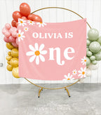 Daisy Girl First Birthday Backdrop Banner