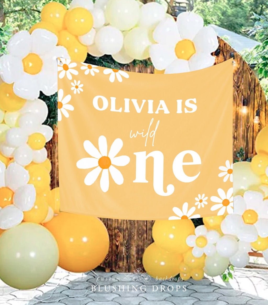 Daisy Girl First Birthday Backdrop Banner