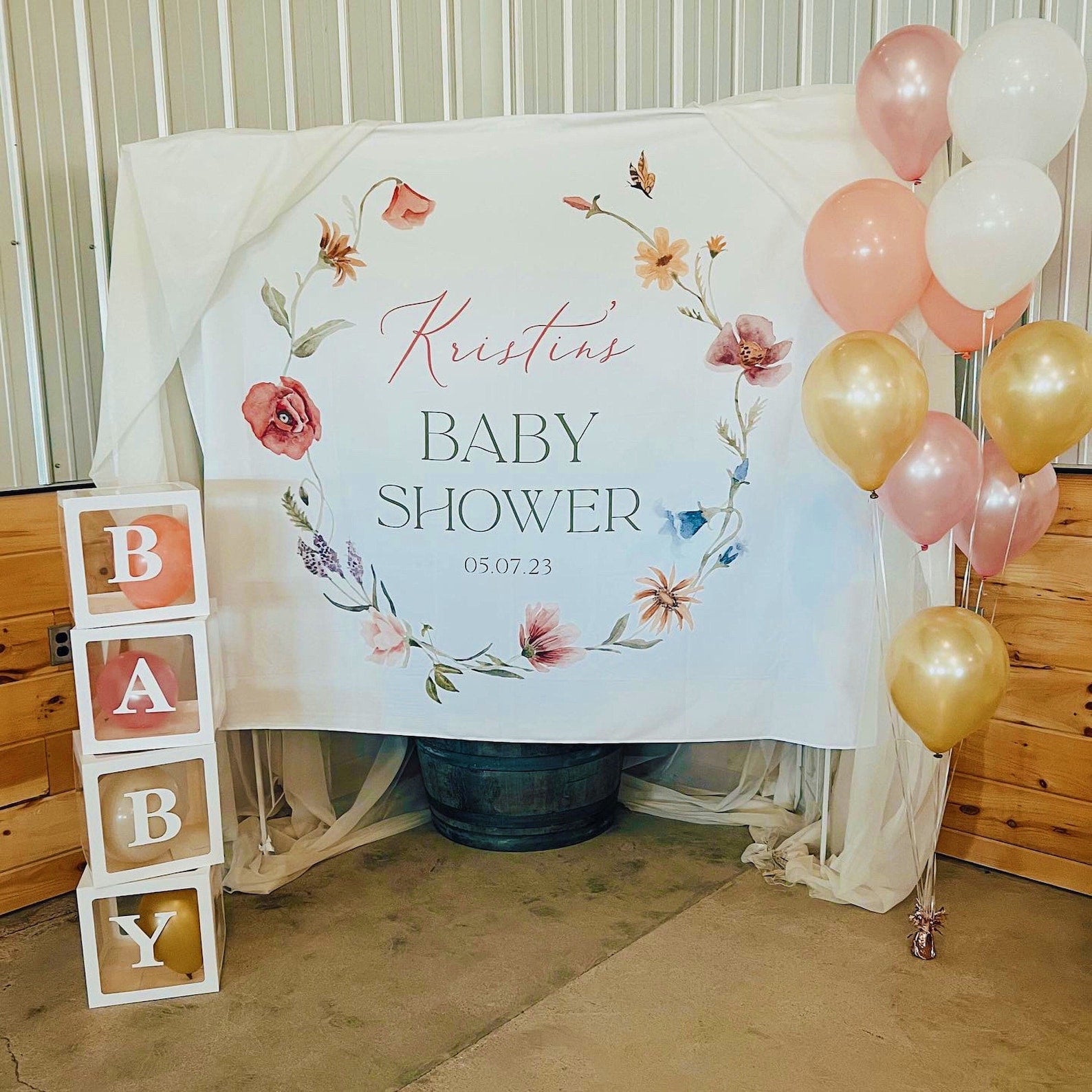 Baby In Bloom Wildflower Baby Shower Backdrop