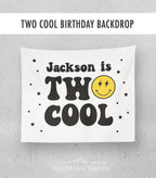 Two Cool Retro Boy 2nd Birthday Backdrop