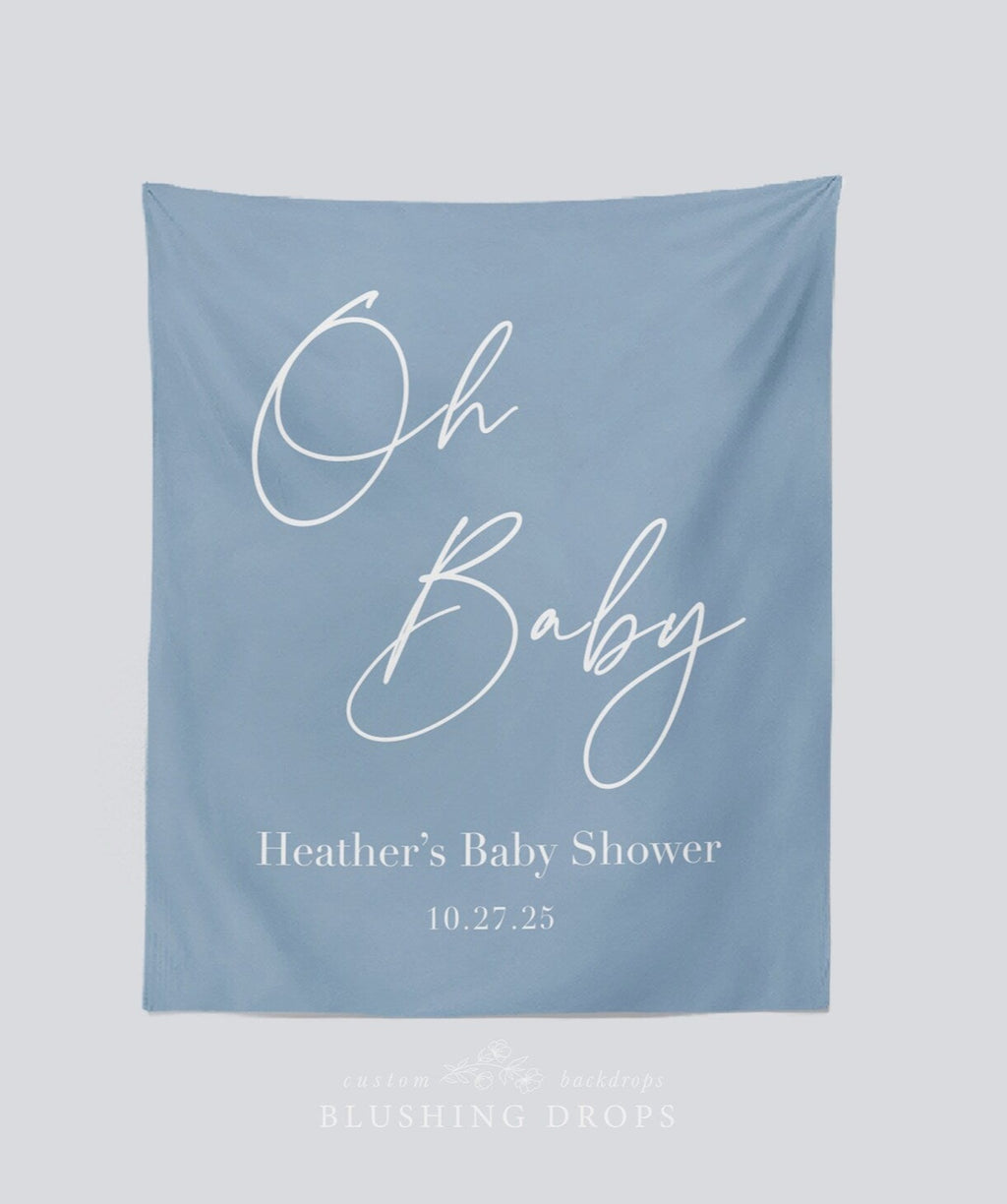 Oh Baby Blue Boy Baby Shower Banner