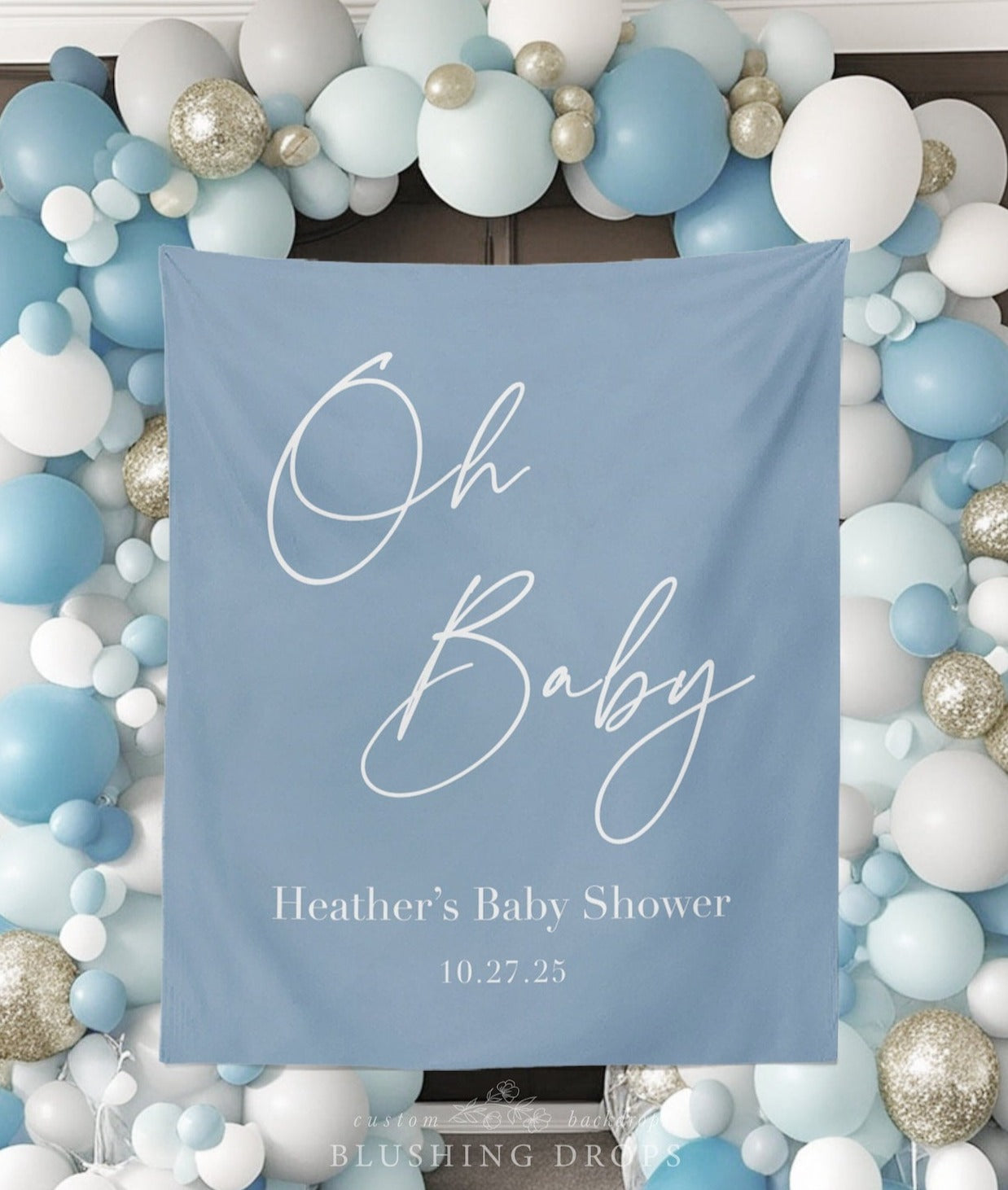 Oh Baby Blue Boy Baby Shower Banner