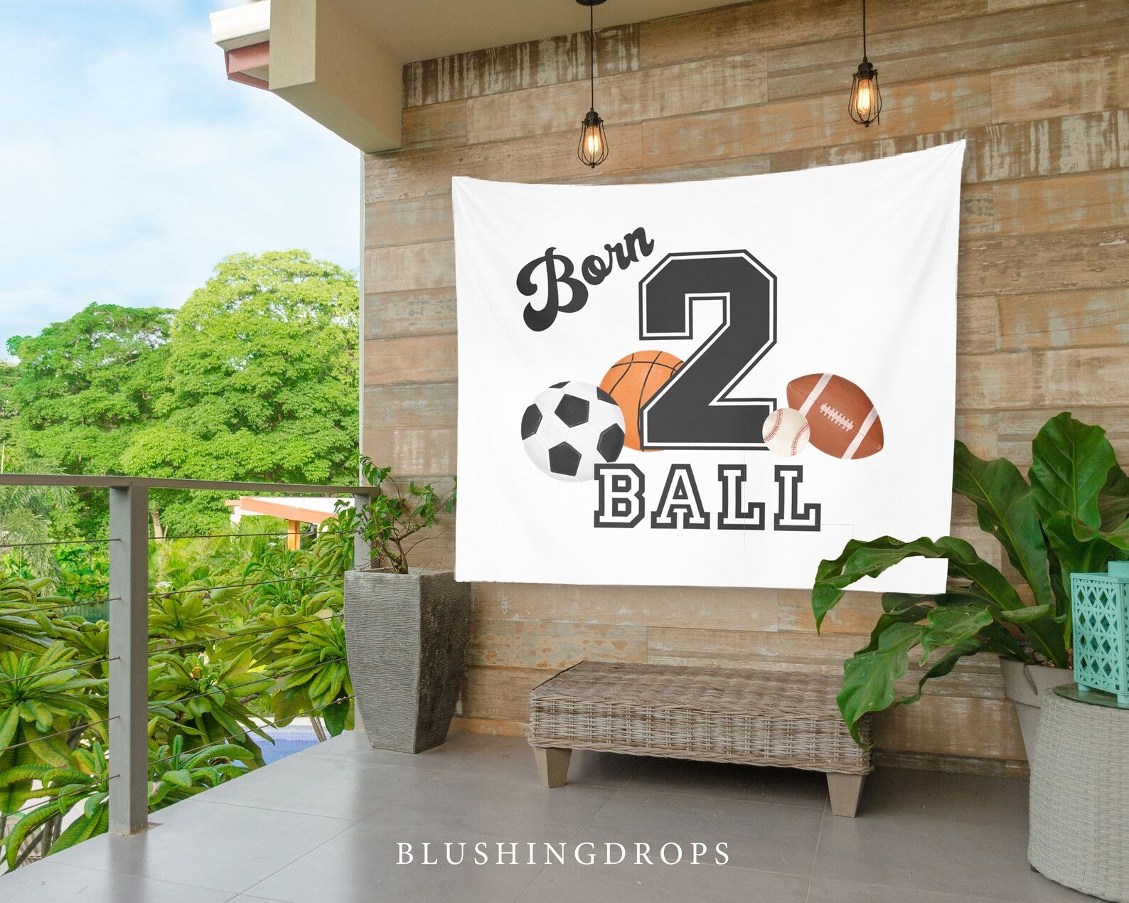 Born 2 Ball Boy 2nd Birthday Backdrop