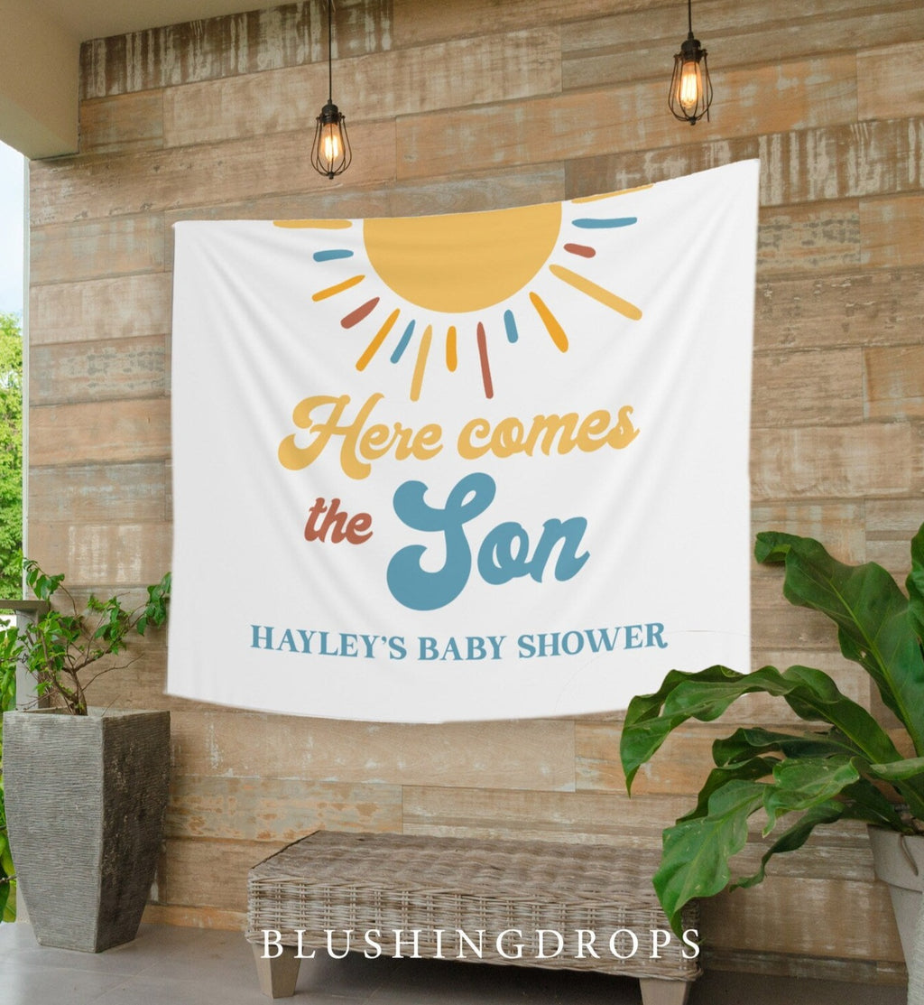 Here Comes The Son Boy Baby Shower Banner