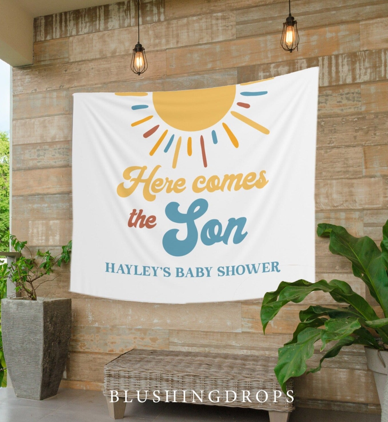 Here Comes The Son Boy Baby Shower Banner