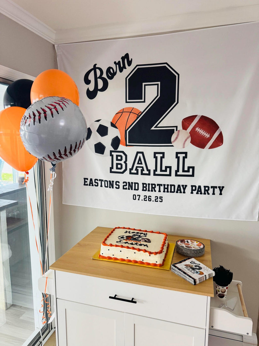 Born 2 Ball Boy 2nd Birthday Backdrop