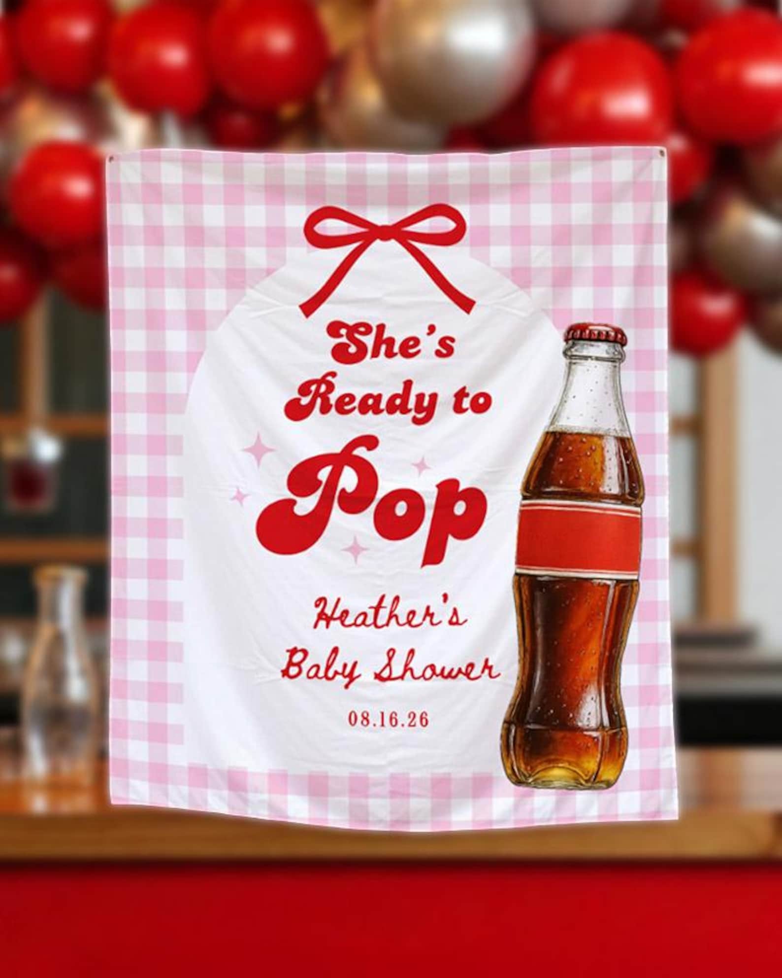 She's Ready To Pop Baby Shower Banner